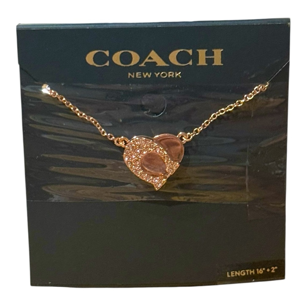 Coach Rose Gold Signature Heart Pendant Necklace - Picture 2 of 4